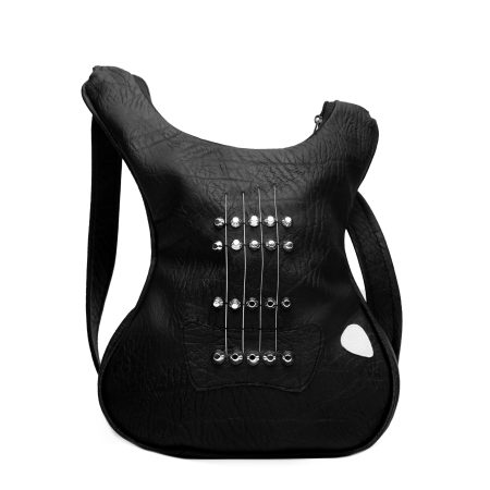 Black Leather Guitar Shaped Bag