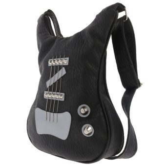 Black Leather Guitar Bag by BySolBags - Ideal for Rock Musicians.