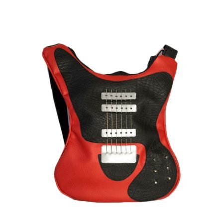 Bysolbags Special Red Guitar-Shaped Bag - Handcrafted with Eco-Leather and Real Guitar Strings