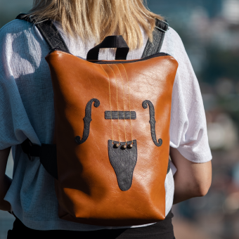 Violin Pattern Backpack in Vegan Leather