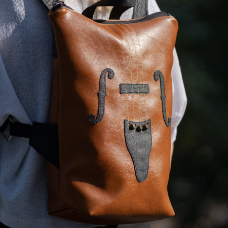 Violin Pattern Backpack in Vegan Leather